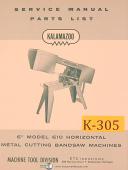 Kalamazoo 6" 610, Horizontal Band Saw, Service & Parts Manual